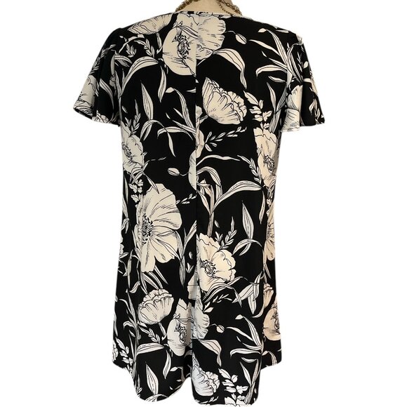 SOPRANO Mini Dress Size Large Floral Black and White Curvy No Stretch - Picture 5 of 10